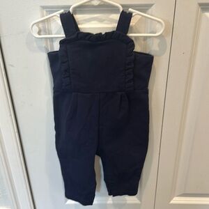 Janie and Jack navy knit overalls